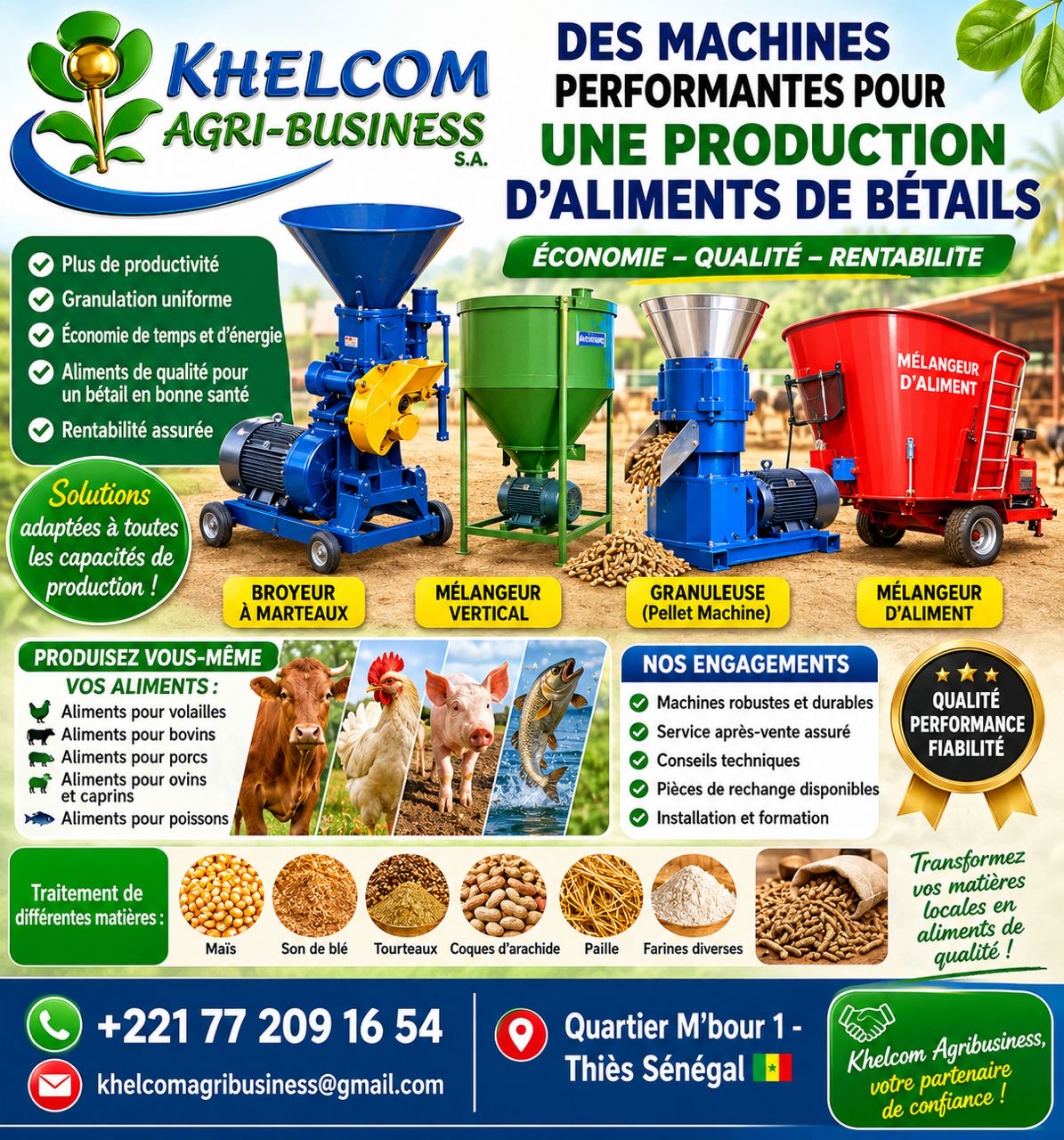 Broyeurs, mélangeurs et granuleuses pour aliments de bétail